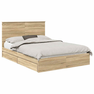 vidaXL Aufbewahrungsbett Sonoma-Eiche 135 x 190 cm Holzwerkstoff