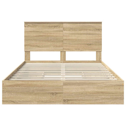vidaXL Aufbewahrungsbett Sonoma-Eiche 135 x 190 cm Holzwerkstoff