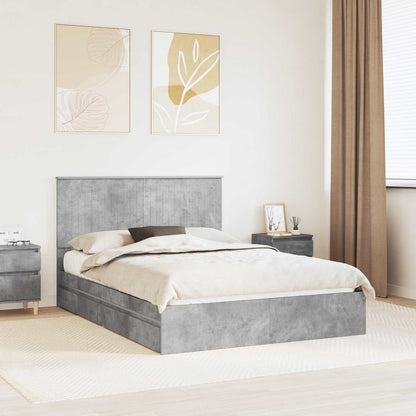vidaXL Aufbewahrungsbett Beton Grau 135 x 190 cm Holzwerkstoff