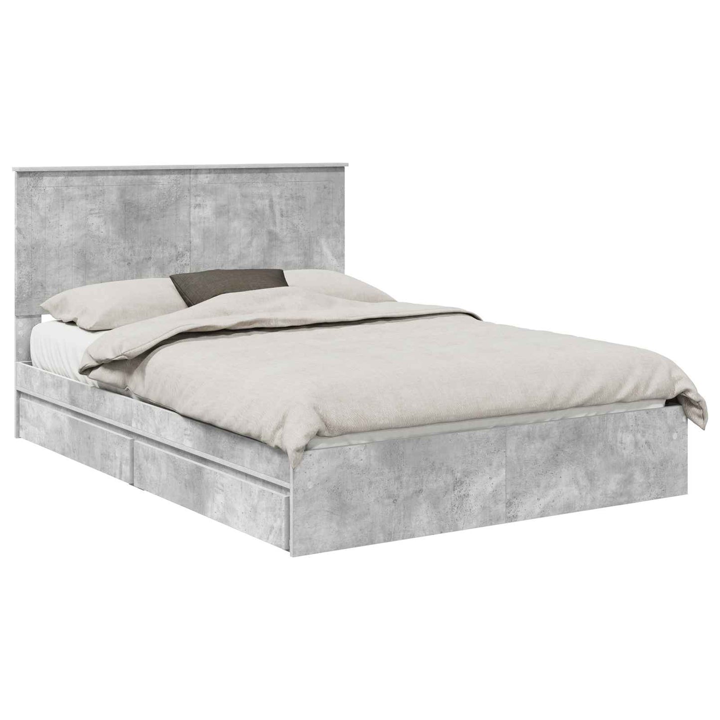 vidaXL Aufbewahrungsbett Beton Grau 135 x 190 cm Holzwerkstoff