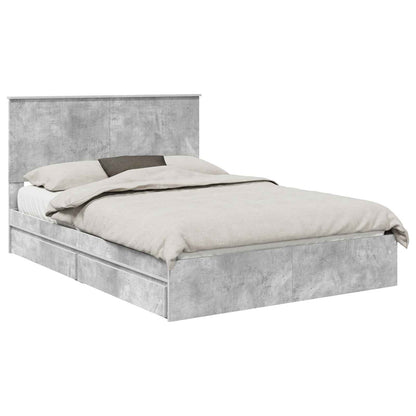 vidaXL Aufbewahrungsbett Beton Grau 135 x 190 cm Holzwerkstoff