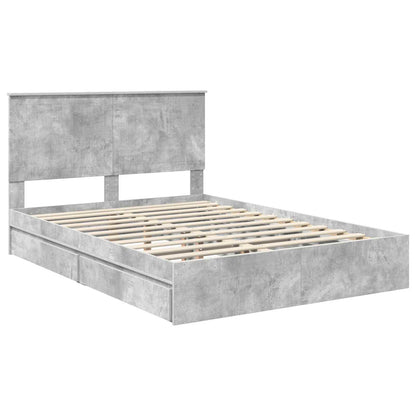 vidaXL Aufbewahrungsbett Beton Grau 135 x 190 cm Holzwerkstoff