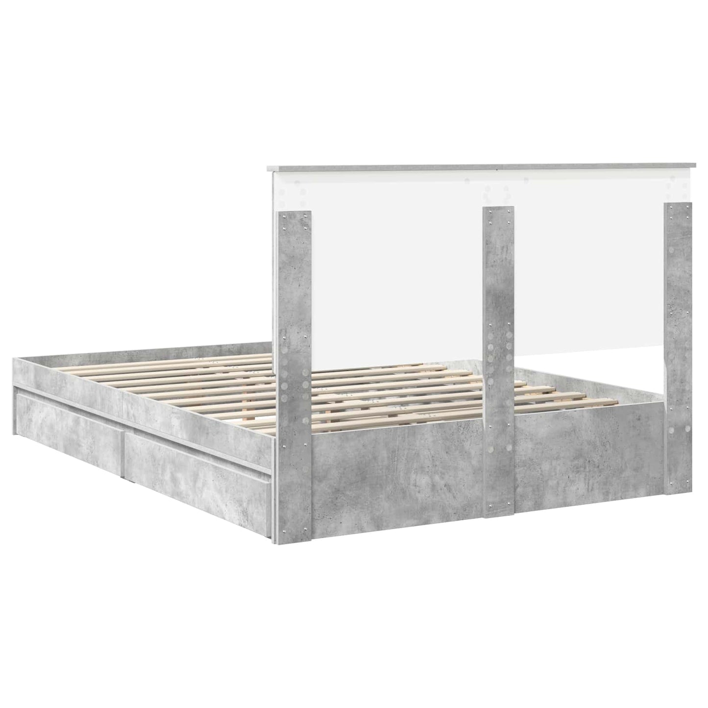 vidaXL Aufbewahrungsbett Beton Grau 135 x 190 cm Holzwerkstoff