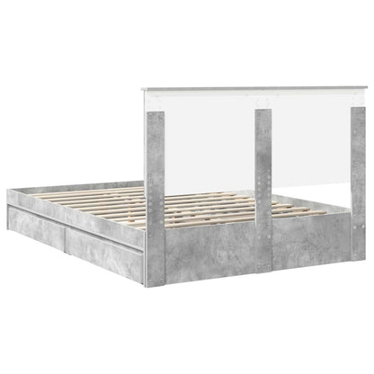 vidaXL Aufbewahrungsbett Beton Grau 135 x 190 cm Holzwerkstoff