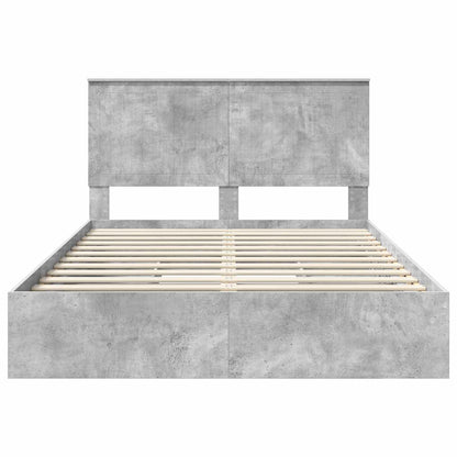 vidaXL Aufbewahrungsbett Beton Grau 135 x 190 cm Holzwerkstoff