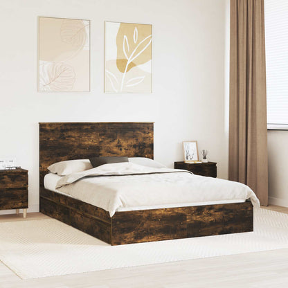 vidaXL Aufbewahrungsbett Geräucherte Eiche 135 x 190 cm Holzwerkstoff