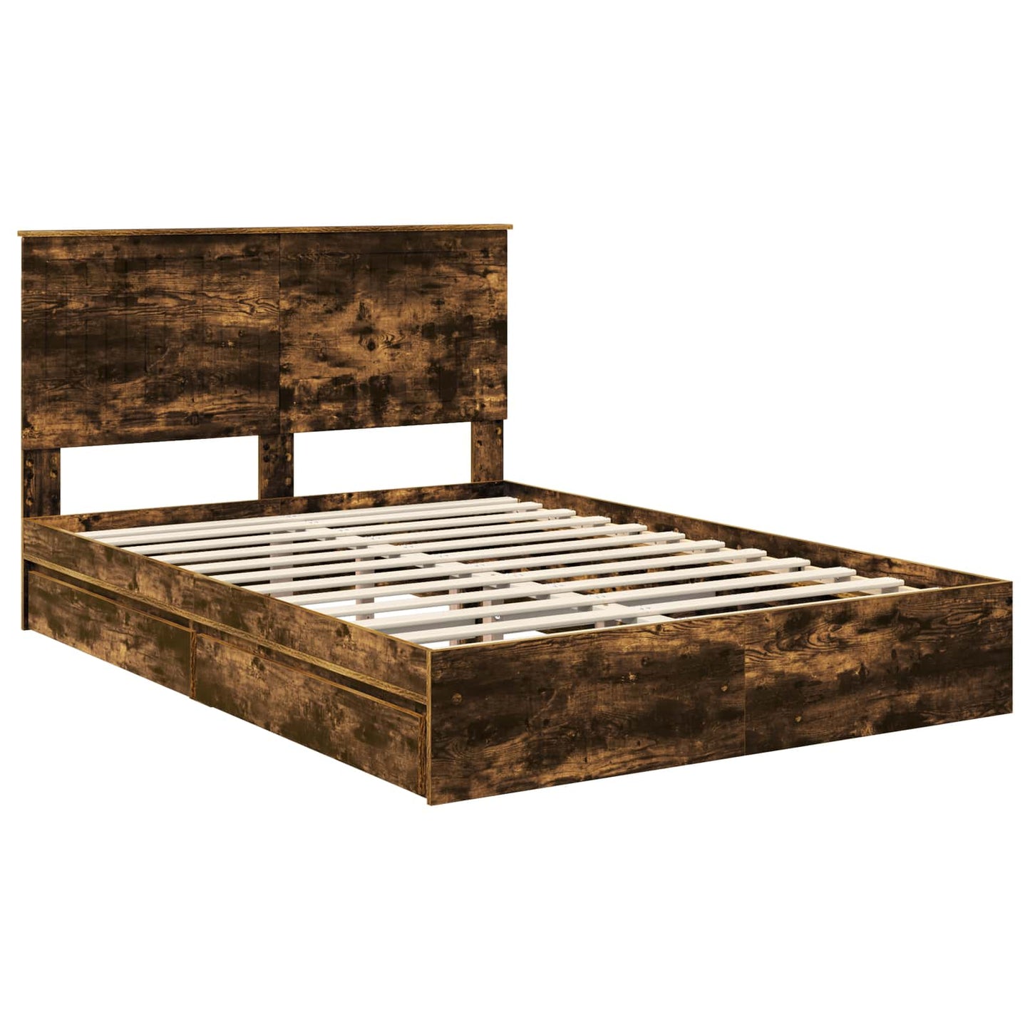 vidaXL Aufbewahrungsbett Geräucherte Eiche 135 x 190 cm Holzwerkstoff