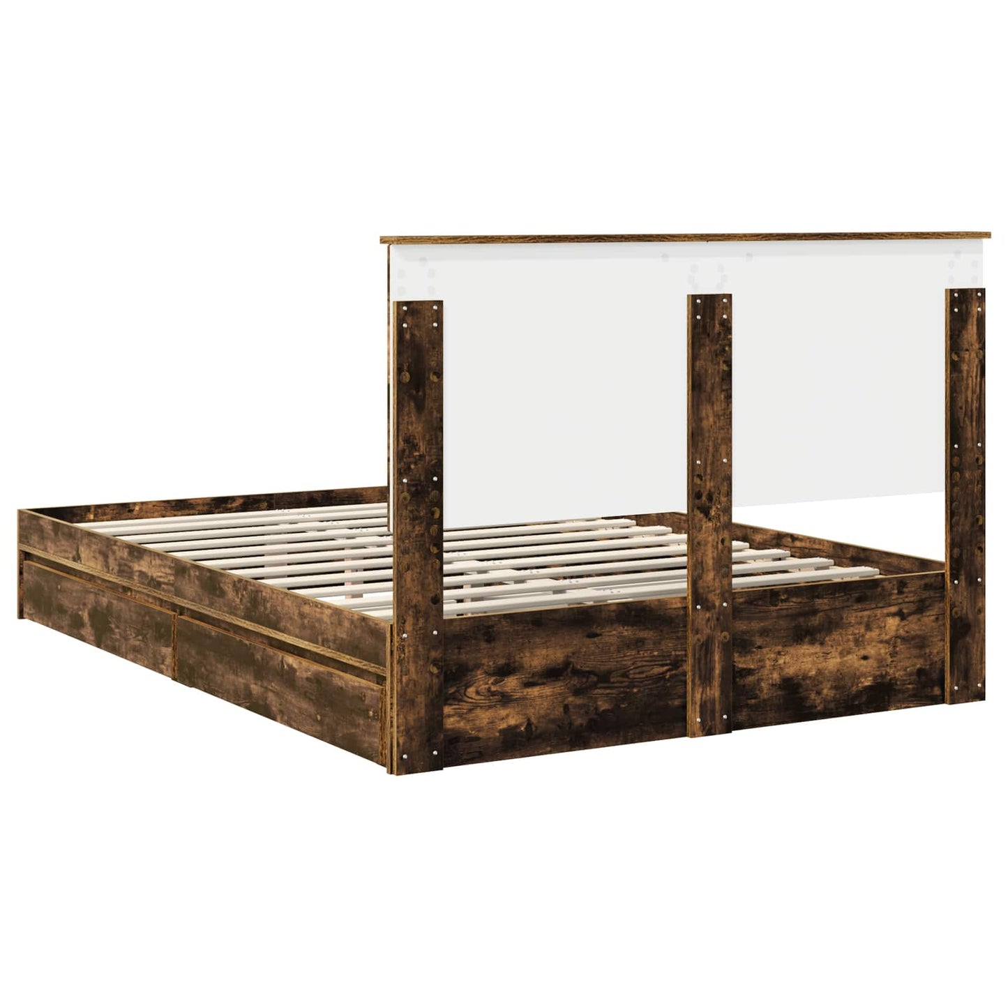 vidaXL Aufbewahrungsbett Geräucherte Eiche 135 x 190 cm Holzwerkstoff