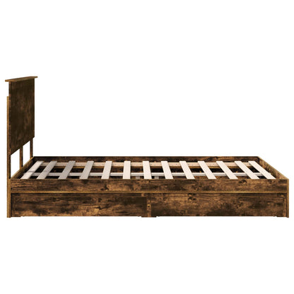vidaXL Aufbewahrungsbett Geräucherte Eiche 135 x 190 cm Holzwerkstoff