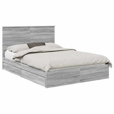 vidaXL Aufbewahrungsbett Graues Sonoma 135 x 190 cm Holzwerkstoff