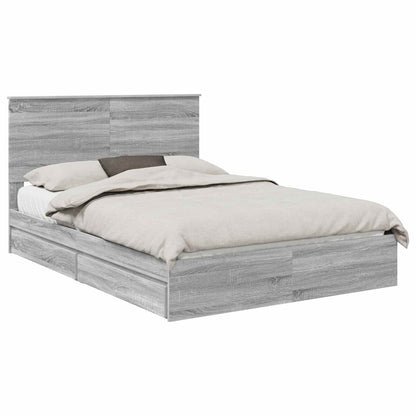 vidaXL Aufbewahrungsbett Graues Sonoma 135 x 190 cm Holzwerkstoff