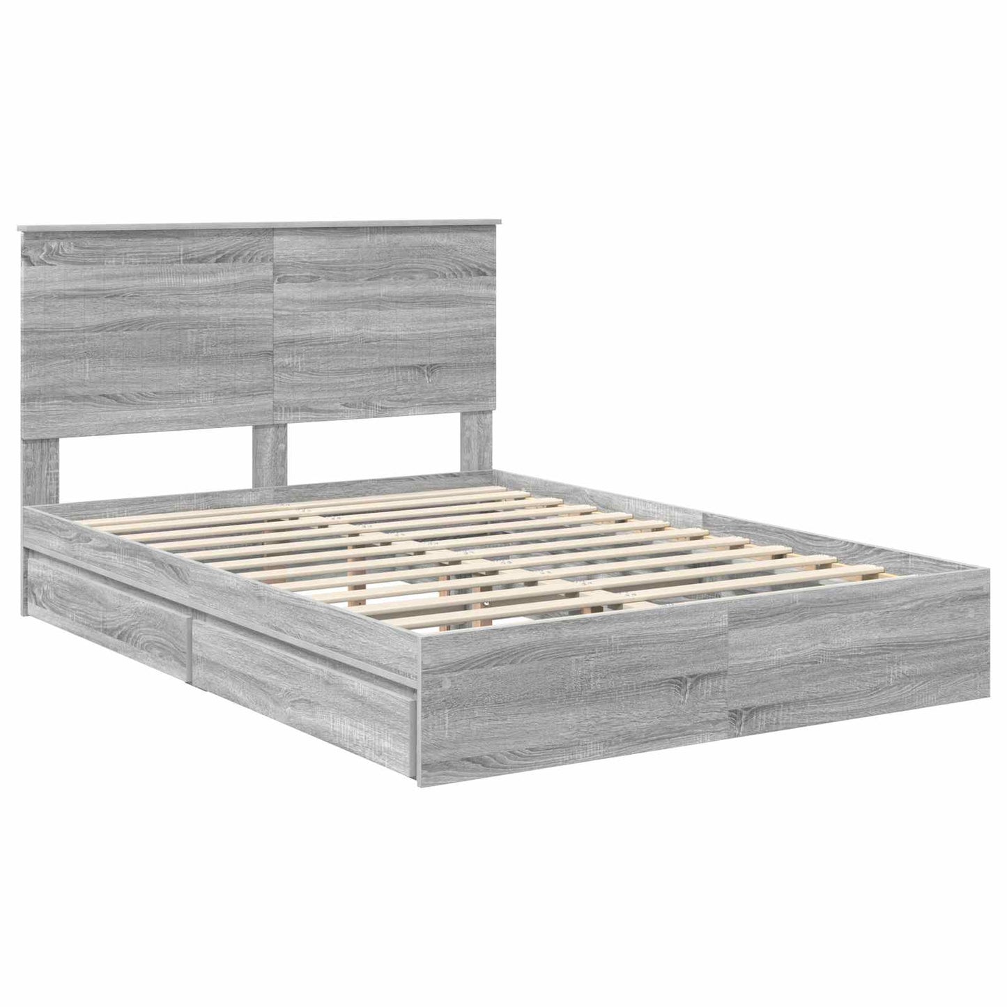 vidaXL Aufbewahrungsbett Graues Sonoma 135 x 190 cm Holzwerkstoff