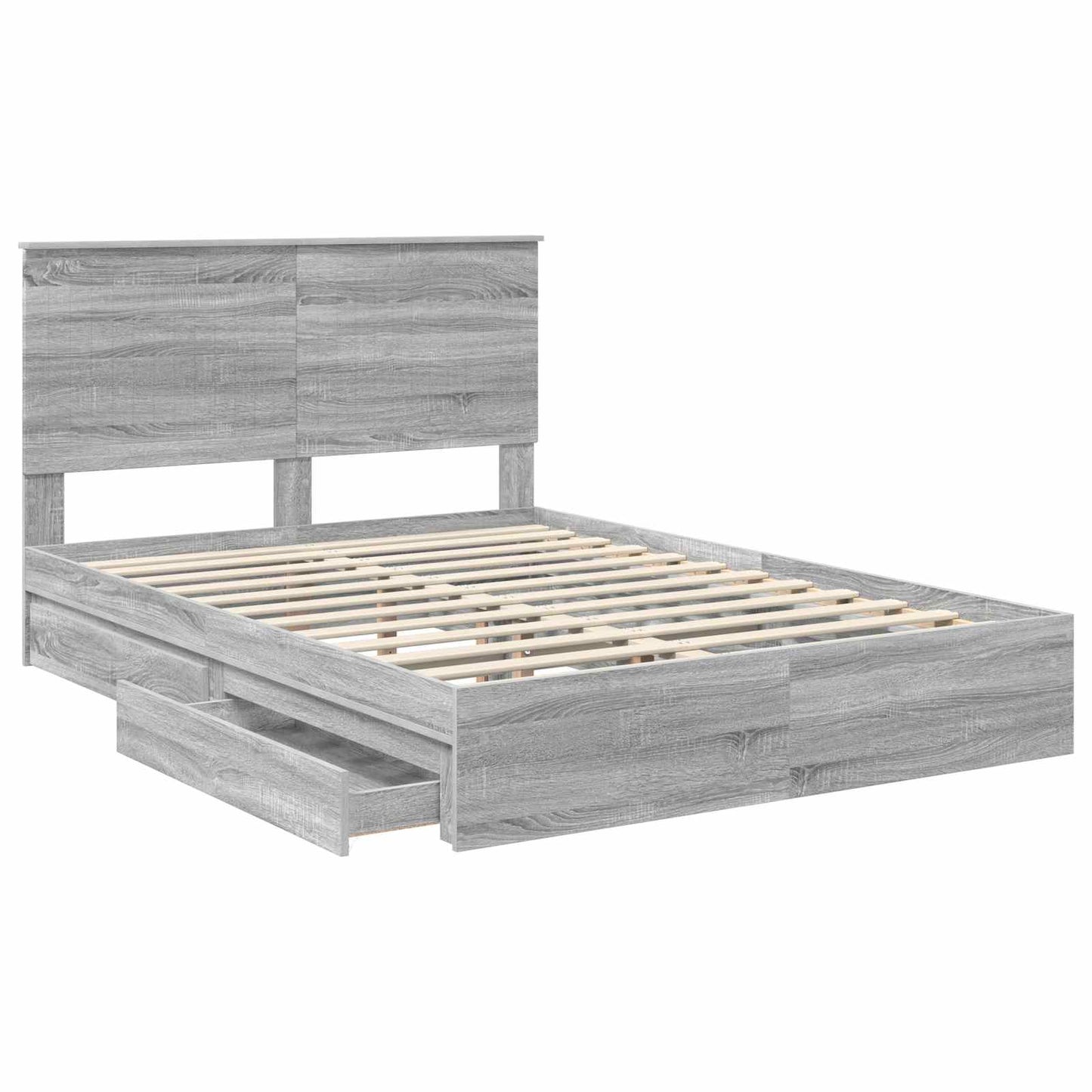 vidaXL Aufbewahrungsbett Graues Sonoma 135 x 190 cm Holzwerkstoff