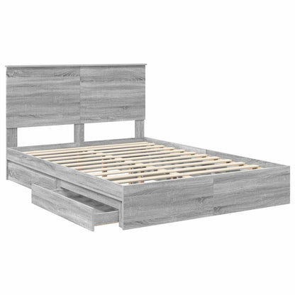 vidaXL Aufbewahrungsbett Graues Sonoma 135 x 190 cm Holzwerkstoff