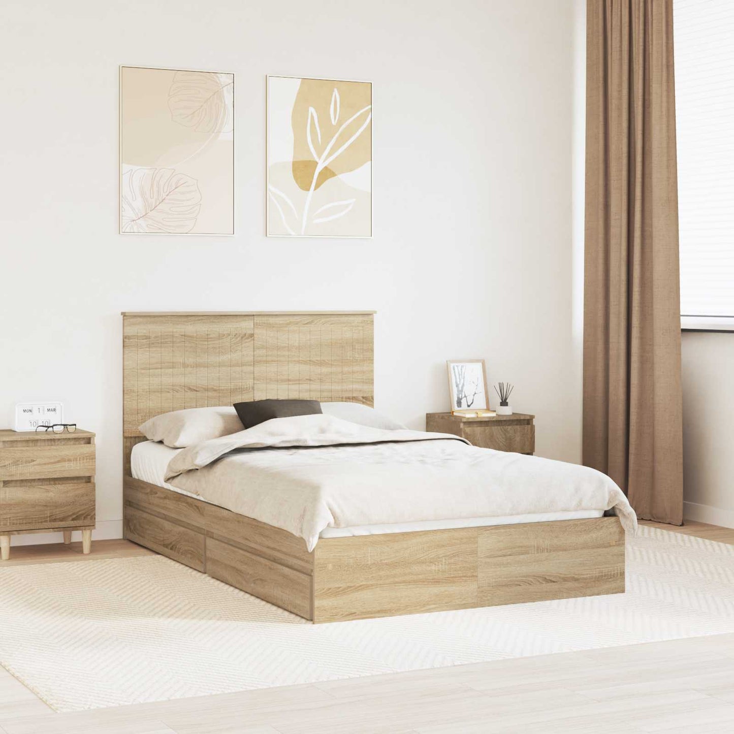 vidaXL Aufbewahrungsbett Sonoma-Eiche 120 x 200 cm Holzwerkstoff