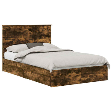 vidaXL Lit de rangement Chêne fumé 120 x 200 cm Bois d'ingénierie