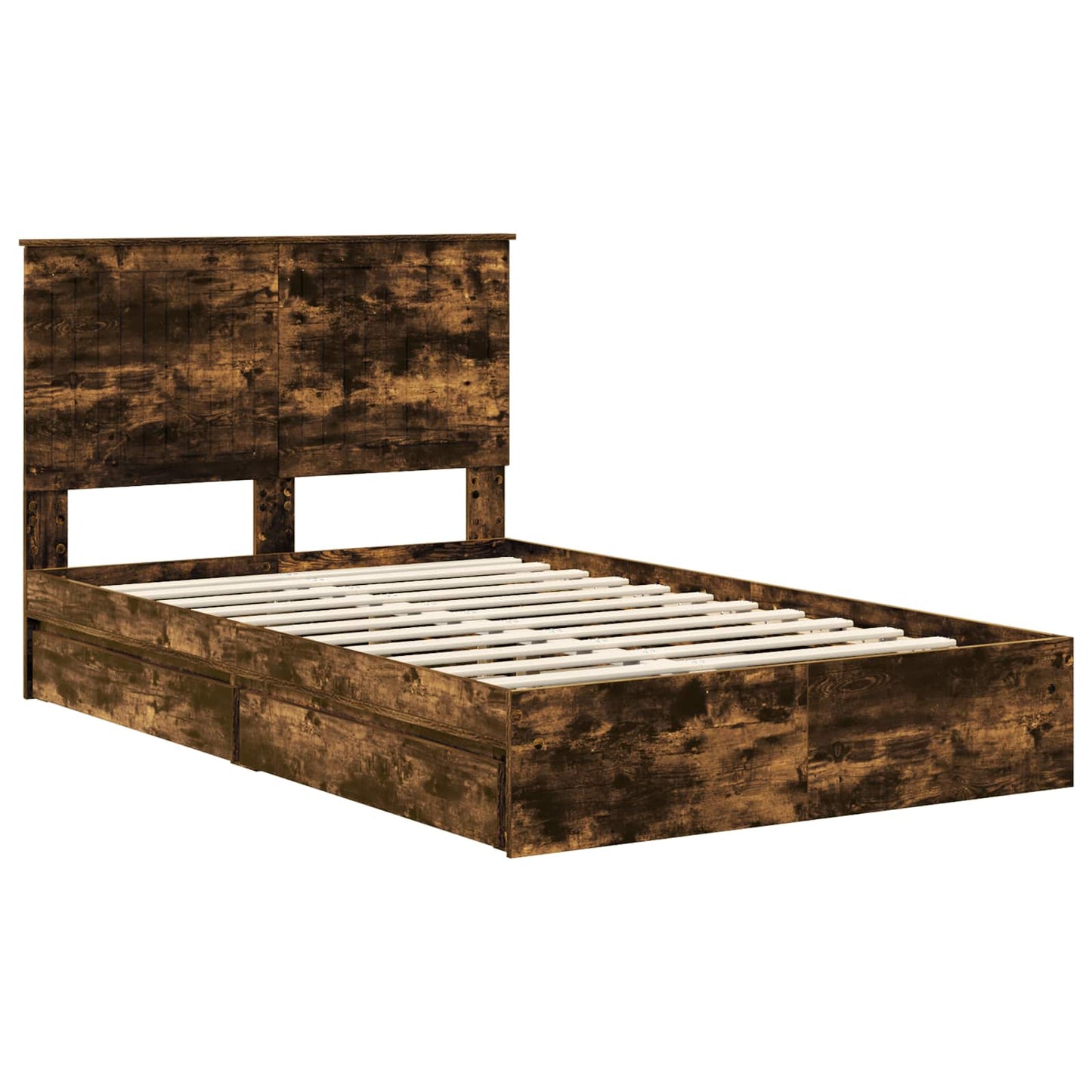 vidaXL Lit de rangement Chêne fumé 120 x 200 cm Bois d'ingénierie