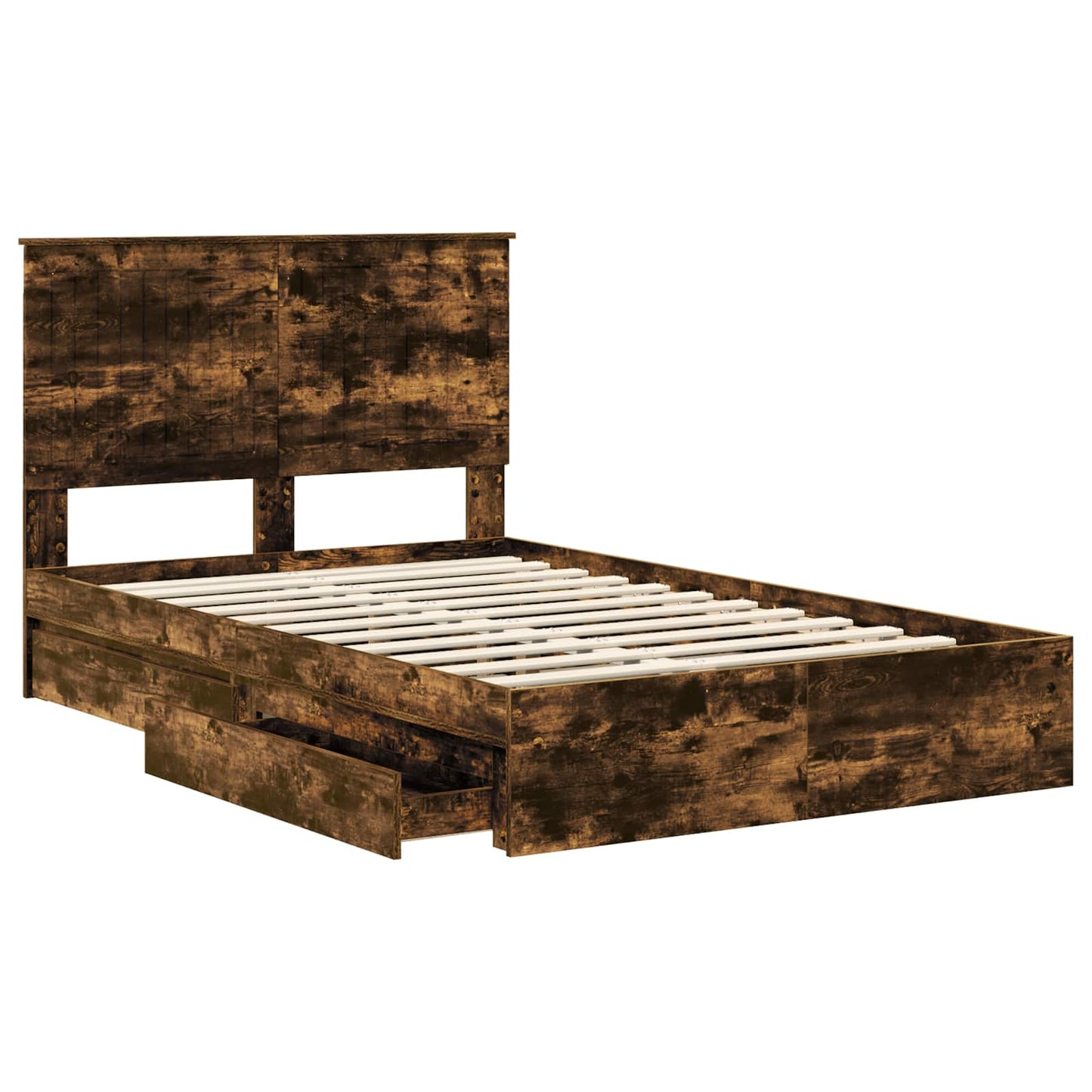 vidaXL Lit de rangement Chêne fumé 120 x 200 cm Bois d'ingénierie