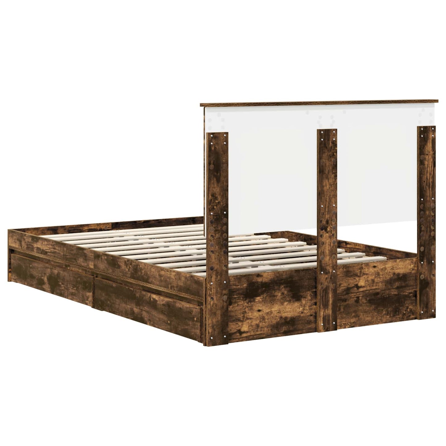 vidaXL Lit de rangement Chêne fumé 120 x 200 cm Bois d'ingénierie