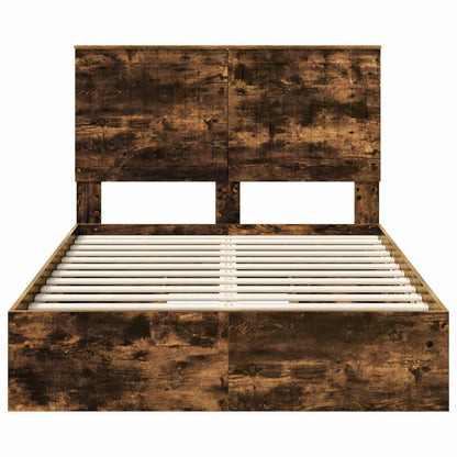 vidaXL Lit de rangement Chêne fumé 120 x 200 cm Bois d'ingénierie
