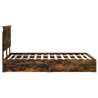 vidaXL Lit de rangement Chêne fumé 120 x 200 cm Bois d'ingénierie