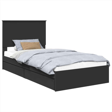 vidaXL Lit coffre noir 100 x 200 cm Bois d'ingénierie