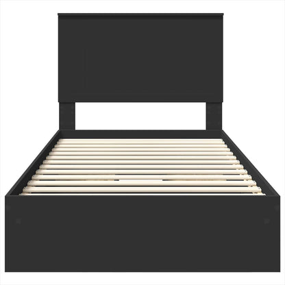 Aufbewahrungsbett Schwarz 100 x 200 cm Holzwerkstoff