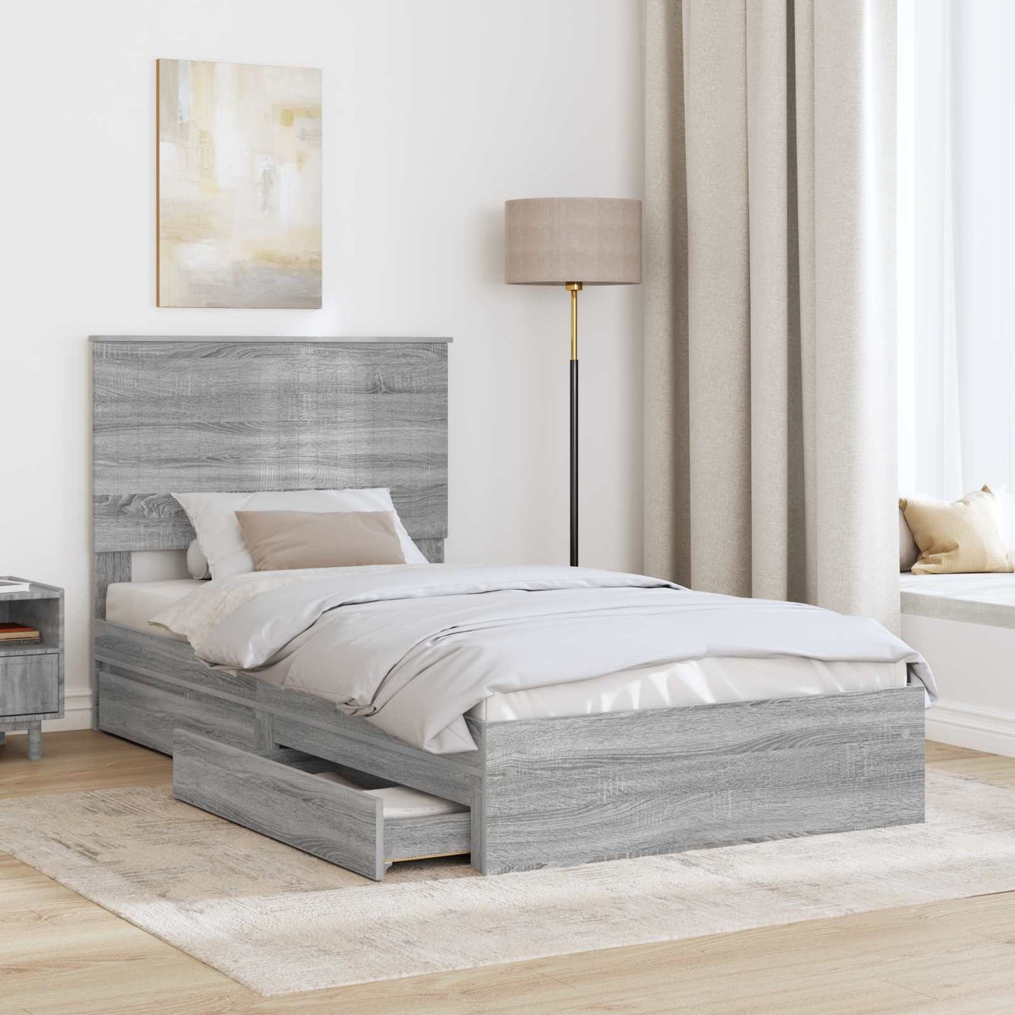 vidaXL Aufbewahrungsbett Graues Sonoma 100 x 200 cm Holzwerkstoff
