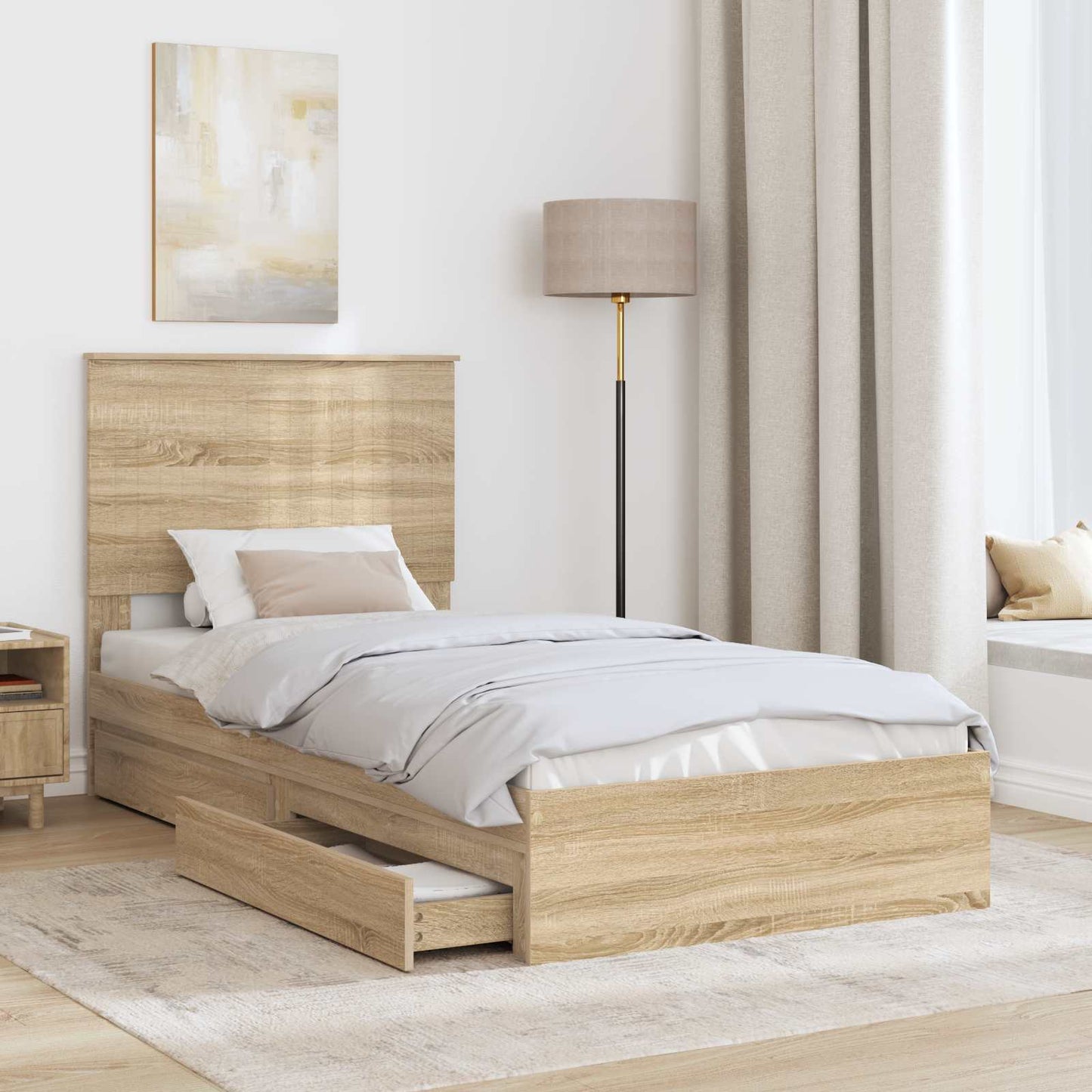 vidaXL Aufbewahrungsbett Sonoma-Eiche 90 x 200 cm Holzwerkstoff