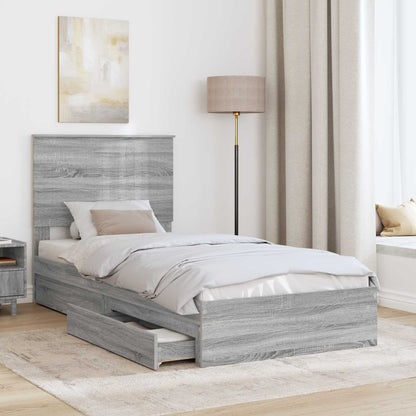 vidaXL Lit de rangement gris sonoma 90 x 200 cm Aggloméré