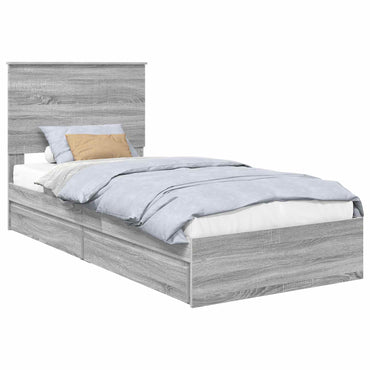 vidaXL Lit de rangement gris sonoma 90 x 200 cm Aggloméré