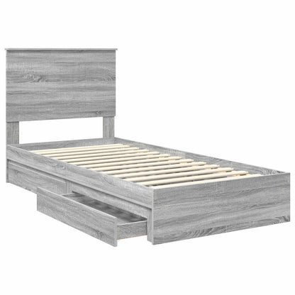 vidaXL Lit de rangement gris sonoma 90 x 200 cm Aggloméré