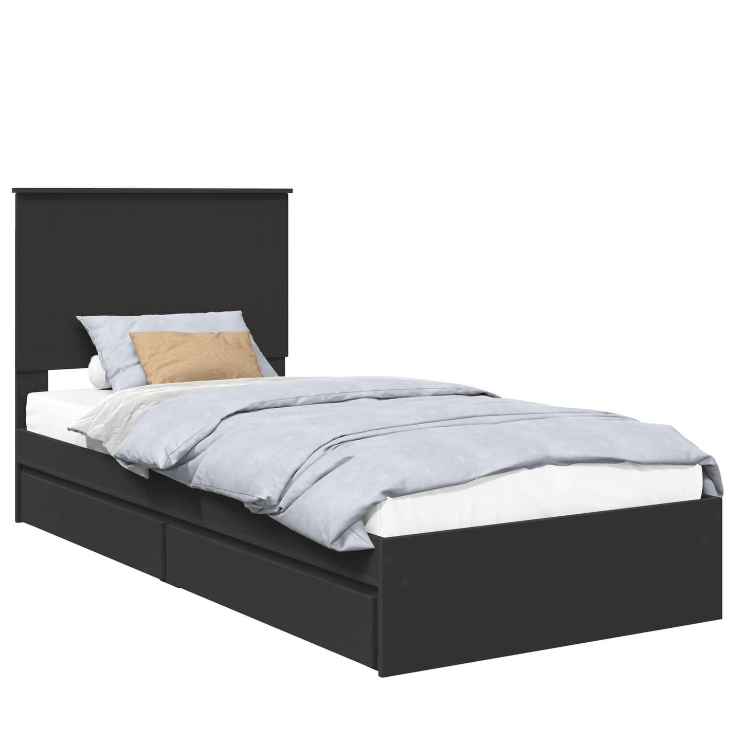 vidaXL Aufbewahrungsbett Schwarz 90 x 190 cm Holzwerkstoff