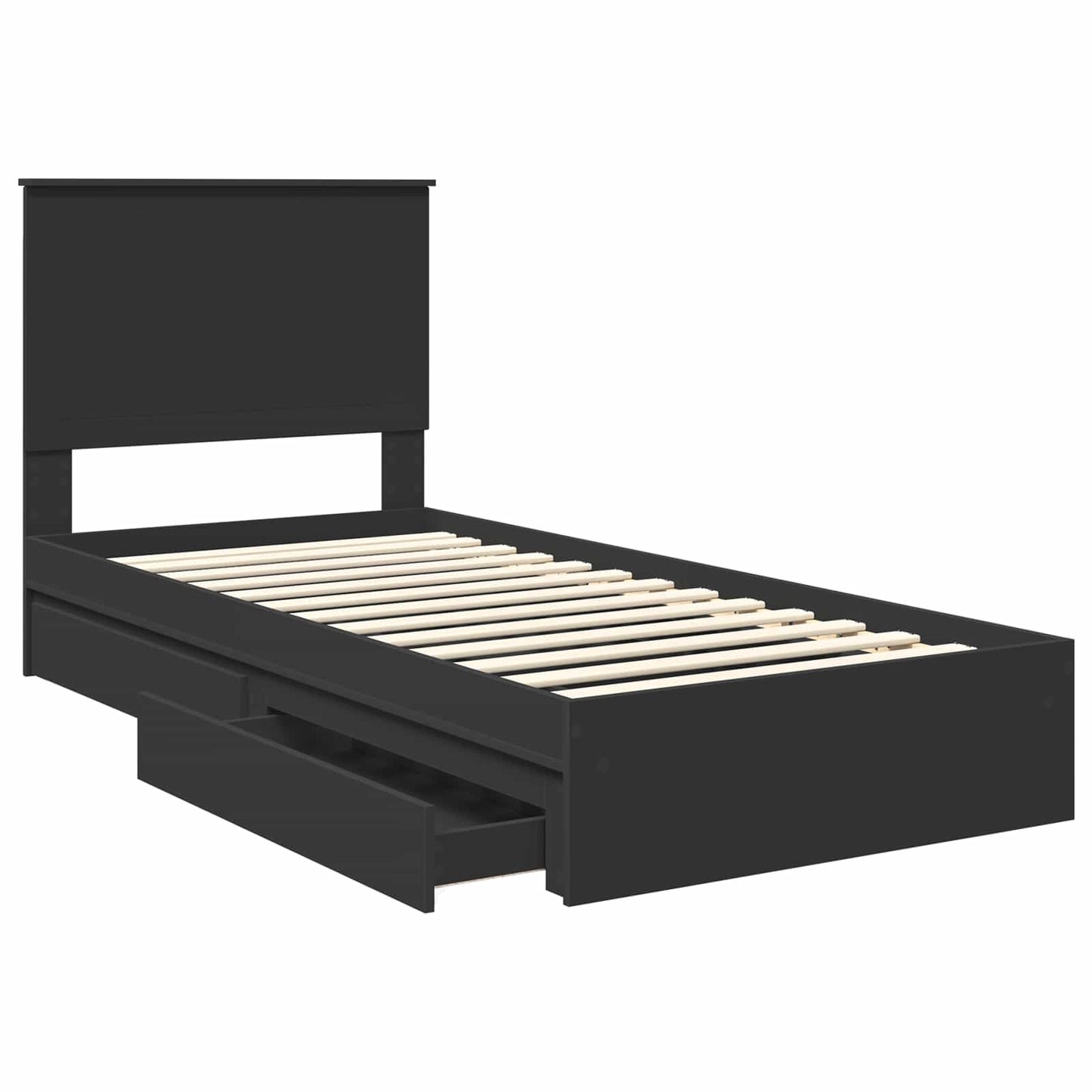 vidaXL Aufbewahrungsbett Schwarz 90 x 190 cm Holzwerkstoff