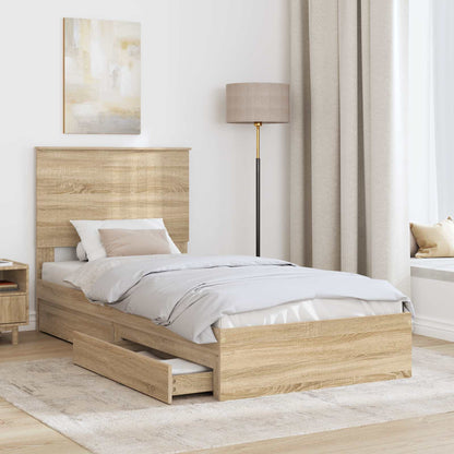 vidaXL Aufbewahrungsbett Sonoma-Eiche 90 x 190 cm Holzwerkstoff