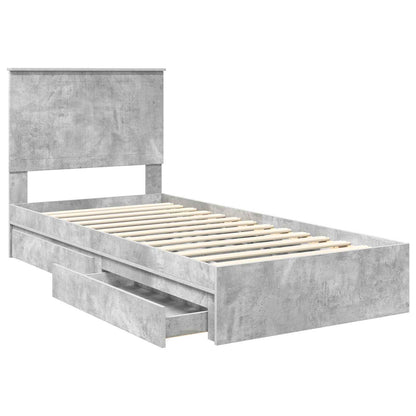vidaXL Aufbewahrungsbett Beton Grau 90 x 190 cm Holzwerkstoff