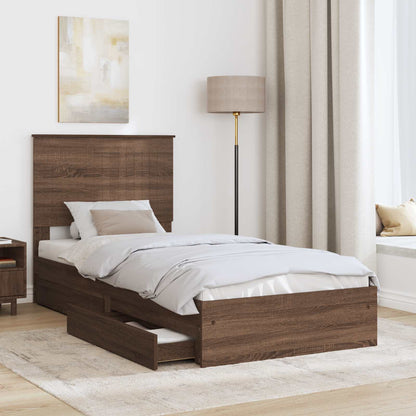 vidaXL Aufbewahrungsbett Braun Eichen-Optik 90 x 190 cm Holzwerkstoff