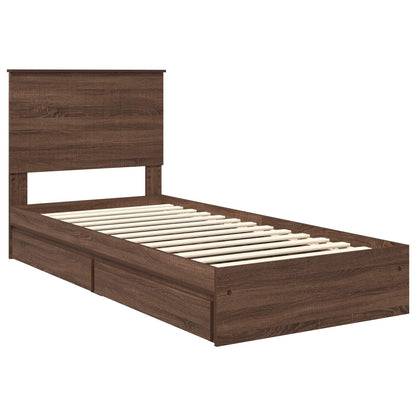 vidaXL Aufbewahrungsbett Braun Eichen-Optik 90 x 190 cm Holzwerkstoff