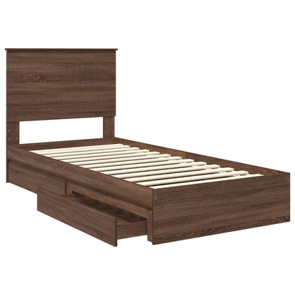 vidaXL Aufbewahrungsbett Braun Eichen-Optik 90 x 190 cm Holzwerkstoff