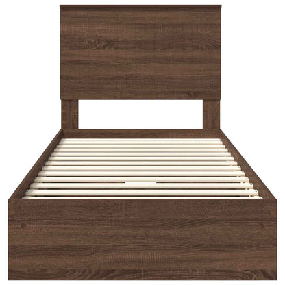vidaXL Aufbewahrungsbett Braun Eichen-Optik 90 x 190 cm Holzwerkstoff