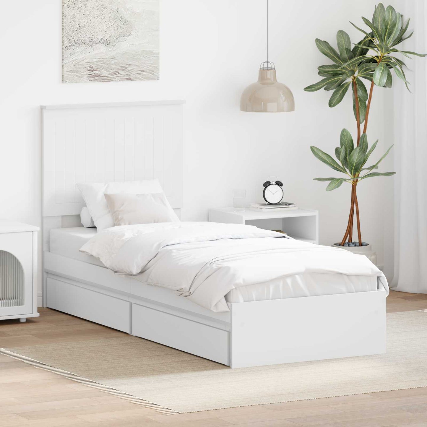 vidaXL Aufbewahrungsbett mit Kopfteil Weiß 75 x 190 cm Holzwerkstoff