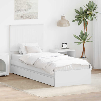 vidaXL Aufbewahrungsbett mit Kopfteil Weiß 75 x 190 cm Holzwerkstoff