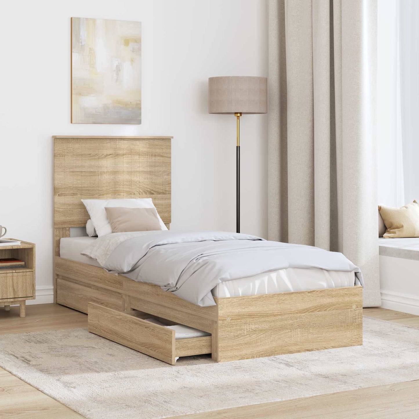 vidaXL Aufbewahrungsbett Sonoma-Eiche 75 x 190 cm Holzwerkstoff