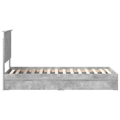 Aufbewahrungsbett Beton Grau 75 x 190 cm Holzwerkstoff