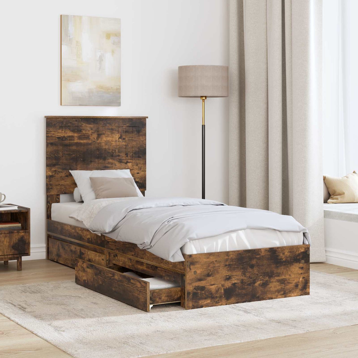 vidaXL Aufbewahrungsbett Geräucherte Eiche 75 x 190 cm Holzwerkstoff