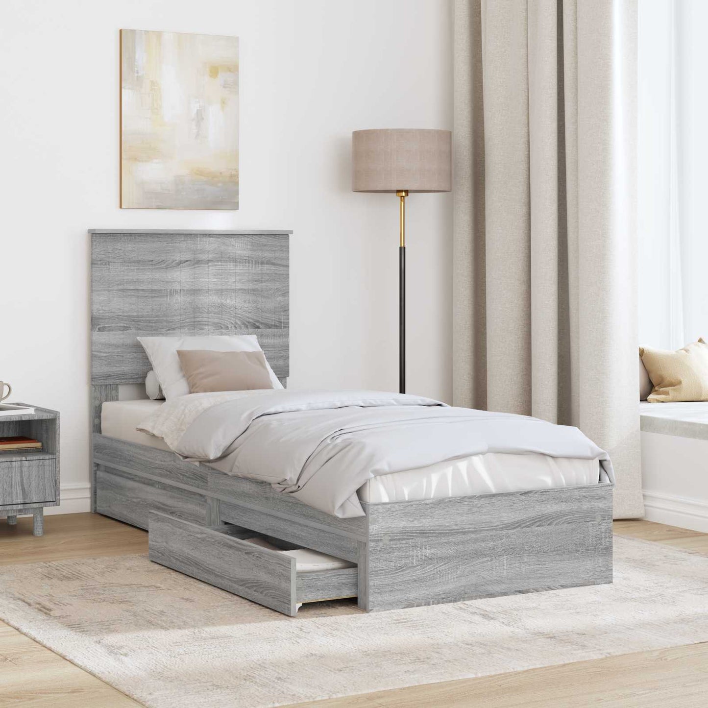 vidaXL Aufbewahrungsbett Graues Sonoma 75 x 190 cm Holzwerkstoff