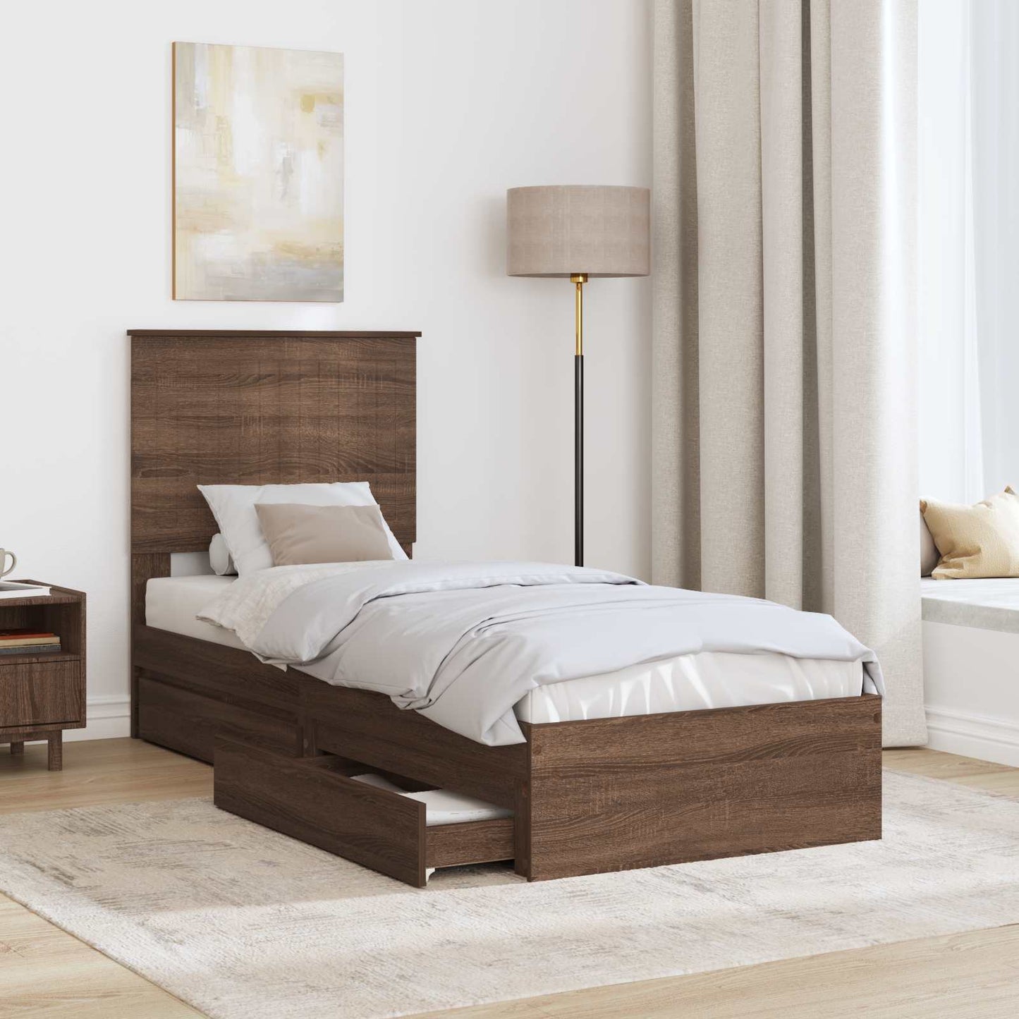 vidaXL Aufbewahrungsbett Braun Eichen-Optik 75 x 190 cm Holzwerkstoff
