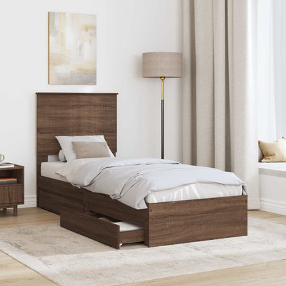 vidaXL Aufbewahrungsbett Braun Eichen-Optik 75 x 190 cm Holzwerkstoff
