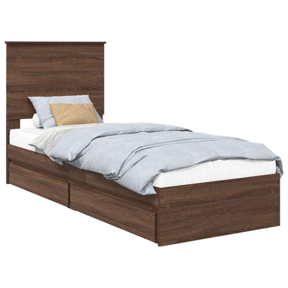 vidaXL Aufbewahrungsbett Braun Eichen-Optik 75 x 190 cm Holzwerkstoff