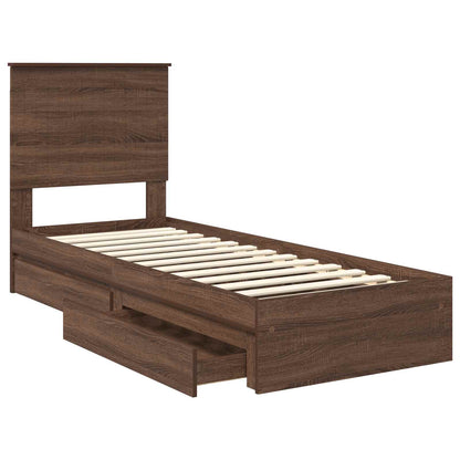 vidaXL Aufbewahrungsbett Braun Eichen-Optik 75 x 190 cm Holzwerkstoff